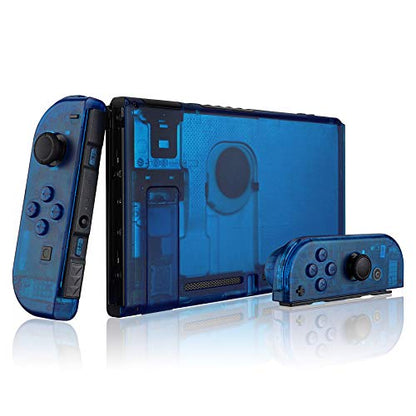 eXtremeRate DIY Replacement Shell Buttons for Nintendo Switch, Back Plate for Switch Console, Housing with Full Set Buttons for Joycon Handheld Controller - Clear Blue [No Electronics Parts] - color: Clear Blue