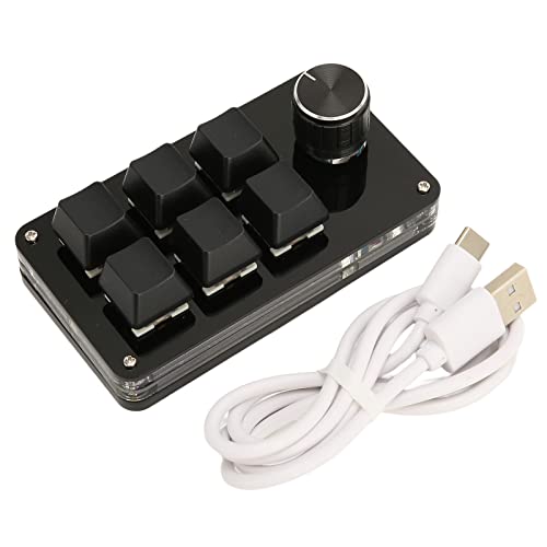 Ejoyous 6 Key Keypad, USB Programmable Macro Keyboard One Handed Mini Mechanical Gaming Keyboard with Knob for PC Computer Game Office