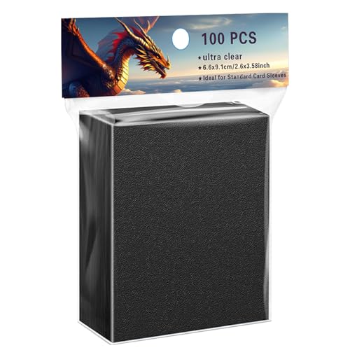 100 MTG Card Sleeves for Trading Cards, Black Color Soft Standard Size Matte Sleeves - Compatible with Square Enix TCG, Arkham Horror, Final Fantasy, Lorcana Card Protectors Deck Sleeves(Black) - color: Black