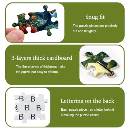 Eagle Puzzles for Adults 1000 Pieces, Fantasy Book Nature Forest Plant Puzzle, Animal Bird Bald Eagle Flower Challenge Jigsaw Puzzle - style: Book Eagle Puzzles