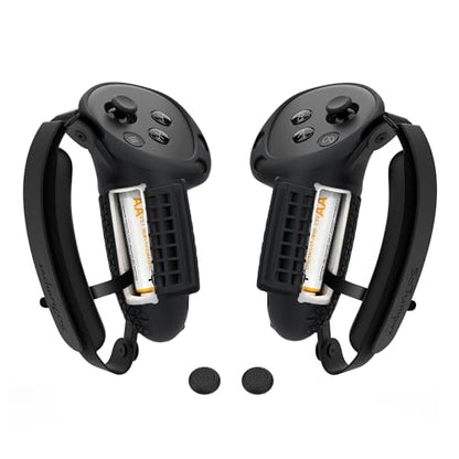 SoJumpvr Controller Grips Cover Compatible with Meta Quest 3S/Quest 3 Accessories, Hand Strap with Battery Opening, Knuckle Straps with Widen and Thicken Sponge(Not for Charging Dock) (Black) - color: Black