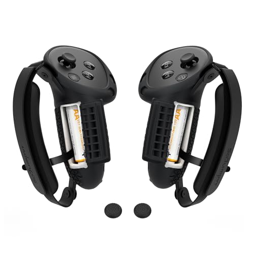 SoJumpvr Controller Grips Cover Compatible with Meta Quest 3S/Quest 3 Accessories, Hand Strap with Battery Opening, Knuckle Straps with Widen and Thicken Sponge(Not for Charging Dock) (Black) - color: Black