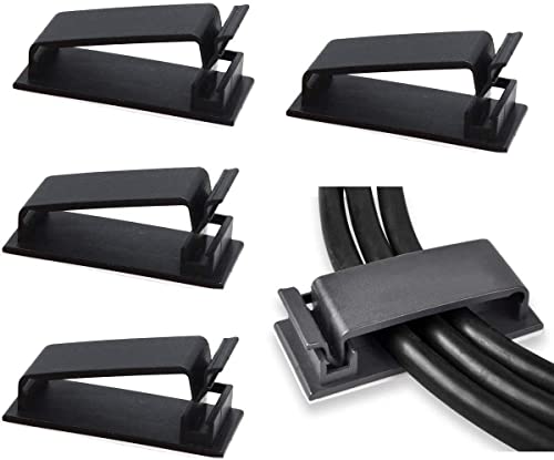 SOULWIT 50Pcs Self Adhesive Cable Management Clips - Black | for TV PC Ethernet Cable, Wall, under Desk Home Office - color: Black