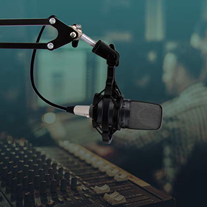 Pyle Microphone Boom Arm Stand - Adjustable Scissor Mic Arm with Desk Clamp, Metal Shock Mount & Adapter Clips - 2.26ft Max Extension for Podcasting, Gaming, & Recording - PMKSH01