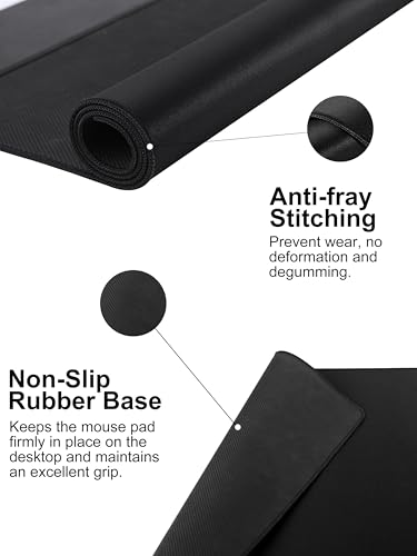 TopMade Mouse Pad with 15W Fast Wireless Charging, 35.43"x15.75" XXXL Large Gaming Waterproof Desk Pad with Ultra-Smooth Surface, Non-Slip Base, Classic Black Computer Desk Mat for MacBook, PC, Laptop - color: Black-35.4"x15.8"