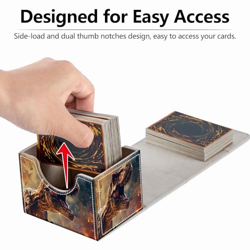Strong Magnet Card Case Deck Box MTG Card Box Playing Card Box Magic Deck Box TCG Up to 200 Cards Creative Pattern Trading Card Storage Box for Collectible Card Games, A Mad Tyrannosaurus Rex dinosaur - color: A Mad Tyrannosaurus Rex dinosaur