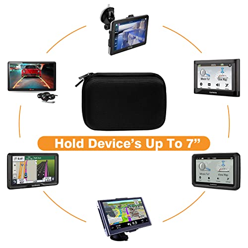 MoKo 7-Inch GPS Carrying Case for Garmin, Tomtom & Magellan, Black | Hard Shell Protection, Soft Velvet Lining, Mesh Pocket Storage, Secure Zipper Closure, Ideal for Travel - size: 7 inch