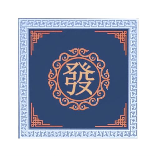 Mahjong Table Mat 31.5" x 31.5" Anti Slip Noise Reducing Cover Blue | Machine Washable Game Pad with Storage Bag, Wear Resistant Fabric for Poker Card Dominoes Family Game Night - color: Style 2 Blue