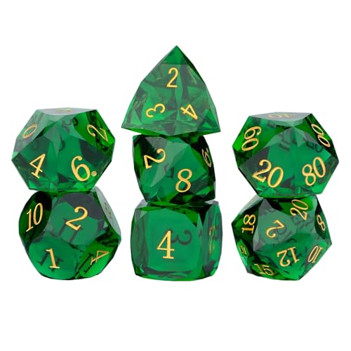 Resin DND Dice Set, 7 Pieces Handmade Sharp Edge Polyhedral Dice for Role Playing Game, Dice Accessory for D&D RPG Players and Starters d4 d6 d8 d10 d12 d20 with Gift Box (Dark Green) - color: Dark Green