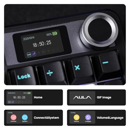 EPOMAKER X Aula F108 PRO Wireless Gaming Keyboard with Screen, 8000mAh Battery, 104 Hot-Swappable and Programmable Keys and Knob, RGB Backlight, for Mac/PC/Android (Blue&White&Black) - color: Blue&White&Black