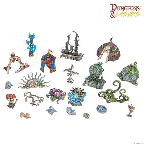 Dungeons & Lasers: Ancient Ruins Scatter Terrain - 43 Piece Modular Design - RPG Terrain for DND and 5E Compatible Tabletop Games - Fits 28/32mm Scale Miniatures - Unpainted & Unassembled - Ages 14+