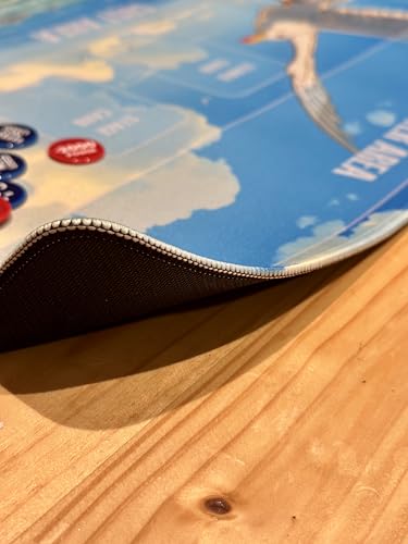 Trading Card Game Playmat – OPTCG Compatible Play Mat with Card Zones, Non-Slip Rubber Base, Stitched Edges, Original Art (Seagull) - color: Seagull