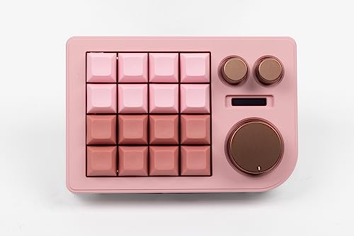 KEEBMONKEY Megalodon Triple Knob Macro Pad Programmable Designer Mini Keyboard 16 Keys (Pink) - color: Pink