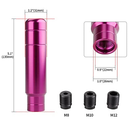 BARTOO Aluminum Weighted Manual Shift knobs, Long Stick Shift Knob Gear Shifter Knobs, Car Accessories Lever Cover Head Universal Shifter Knobs with 3 Threaded Adapters (Purple) - color: Purple