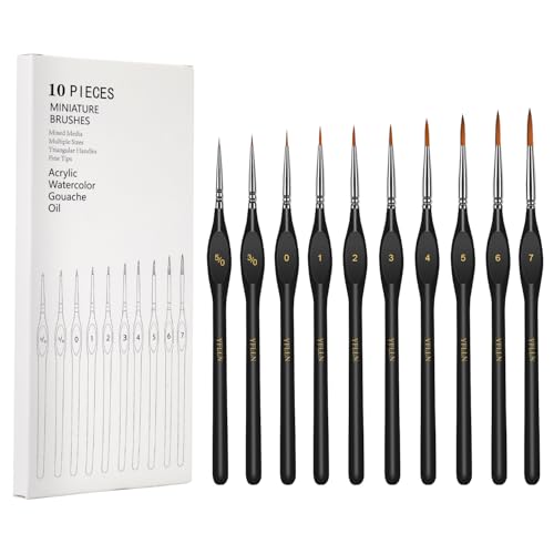 Miniature Paint Brushes Kit, Fine Detail Painting Brush Professional Tiny Paints Brush Set for Art Watercolor Oil Acrylic,Craft Models Rock Painting(Black) - size: 10PCS