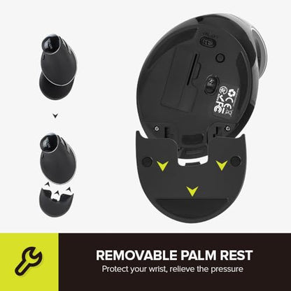 DELUX Ergonomic Vertical Mouse, Wireless Ergo Mouse for Large Hands, 2.4G Connection, Silent Clicks, Up to 1600 DPI,6 Buttons, Removable Wrist Rest, Compatible with Laptop/PC (M618Plus Wireless-Black) - color: 2.4G Wireless