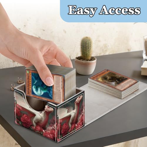 Commander Deck Box for Trading Cards - Fits 100+ Double Sleeved Cards, PU Leather MTG TCG Storage Case with Strong Magnetic Closure, Pink Flower Dragon - color: Pink Flower Dragon