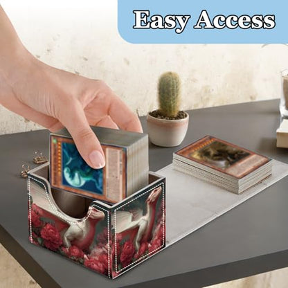 Commander Deck Box for Trading Cards - Fits 100+ Double Sleeved Cards, PU Leather MTG TCG Storage Case with Strong Magnetic Closure, Pink Flower Dragon - color: Pink Flower Dragon