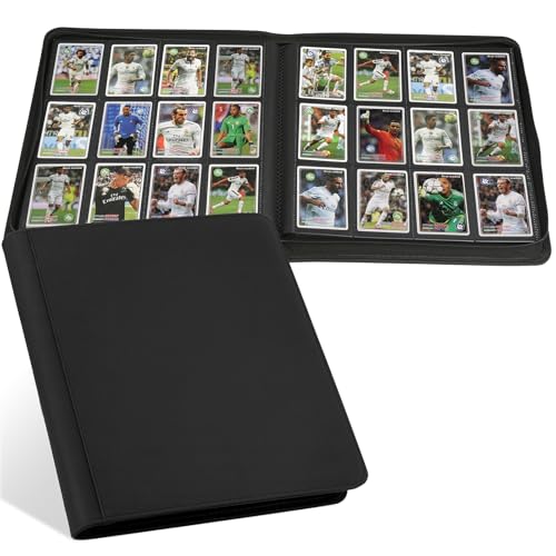 12 Pocket Ringless Side Loading Trading Card Binder, 720 Cards PU Fixed Page Zipper Card Album for TCG Sports Game Cards, Not Fit Top Loaders (Black) - color: 12 Pocket 720 Diamond Black