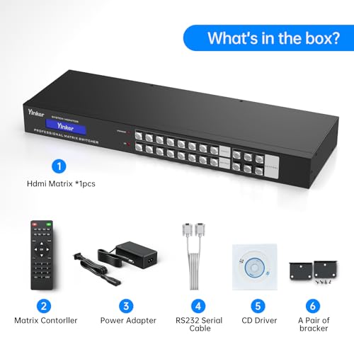 1U Rackmount 8x8 HDMI Matrix Switch - 4K@30Hz with Downscale, 3.5mm Audio De-embedding, RS232 & LAN Control, EDID & HDCP Support, Web GUI, IR Remote - size: 8 in 8 out