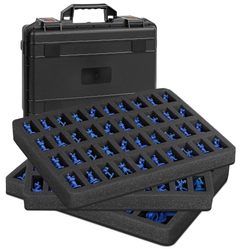 Miniature Storage Figure Hard Shell Case, 80-108 Slots DND Minis Carry | Figurine Hard Case Compatible with D&D DND Minis and More, with 3 Customizable Foam Layer, Water-resistant - style: 80-108 Slots