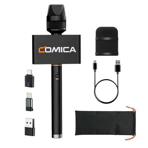 COMICA Revo S Wireless Handheld Microphone, Professional Handheld Interview Mic for iPhone16 15, Android Phones Laptops PC with USB-C Plug, Reporter Mic for Content Creators, Interviews, Reporting | Professional Interview Microphone with Plug & Play, Nois