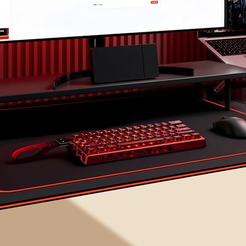 MADLIONS MAD 60HE Mechanical Gaming Keyboard Wired, Magnetic Switch Keyboards Rapid Trigger 8000Hz, Aluminum Keyboard RGB Backlit for PC Laptop - color: translucent red