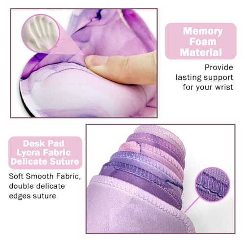 Large Mouse Pad and Keyboard Wrist Rest, Desk Pad for Keyboard and Mouse, 4-in-1 Large Gaming Mouse Pad with Wrist Support, Desk Mat for Home Office Study Game-Purple - color: Purple Texture