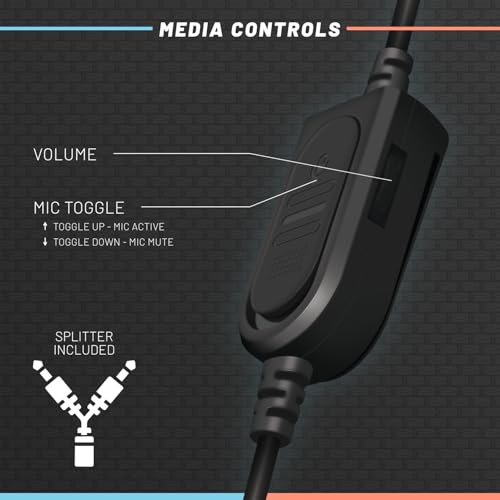 Armor 3 SoundTac Wired Universal Gaming Headset with Inline Volume Control | Compatible with Switch 2/Switch/Xbox Series X|S, PS5/PS4/PC with Clear Stereo Sound, 4 ft. Cable- Blue&Orange - color: Blue-Orange