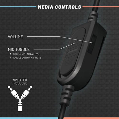 Armor 3 SoundTac Wired Universal Gaming Headset with Inline Volume Control | Compatible with Switch 2/Switch/Xbox Series X|S, PS5/PS4/PC with Clear Stereo Sound, 4 ft. Cable- Blue&Orange - color: Blue-Orange