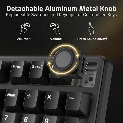 RK ROYAL KLUDGE X104 Wired Full Size Mechanical Gaming Keyboard, Metal Knob | Creamy Keyboard with Number Pad,104 Keys RGB Computer Keyboard Hot Swappable Linear Switch, Online Software for Wins/Mac - color: Lightning Yellow, size: Silent Linear Switch