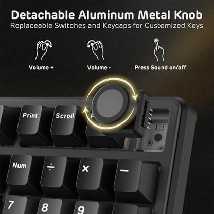 RK ROYAL KLUDGE X104 Wired Full Size Mechanical Gaming Keyboard, Metal Knob | Creamy Keyboard with Number Pad,104 Keys RGB Computer Keyboard Hot Swappable Linear Switch, Online Software for Wins/Mac - color: Lightning Yellow, size: Silent Linear Switch