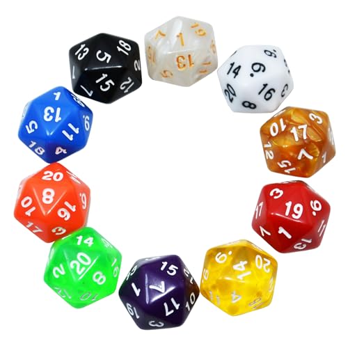 SmartDealsPro 10-Pack 20 Sided Dice D20 Polyhedral Dice for DND RPG MTG Table Game (Mix Color) - color: Mix Color