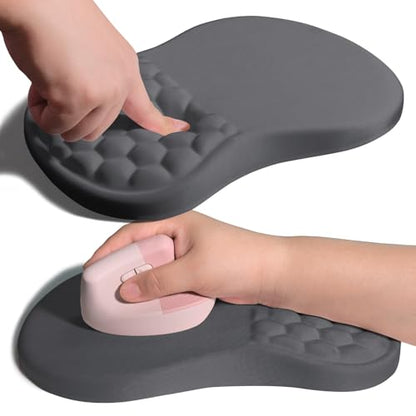 Ergonomic Joint Wrist Support Mouse Pad with Memory Foam Cushion Massage Bump, Carpal Tunnel Pain Relief Mousepad Slope Design for Wrist Rest, 11.8x7.9 in, DimGray - color: DimGray