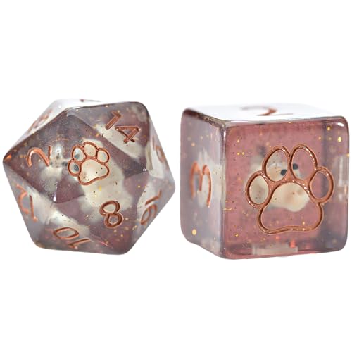 Gate Keeper Games and Dice: Inclusion Dice: Puppy Dice - 7pc RPG Set, Tan Puppy in Clear Resin w/ Brown Glitter, 7 Resin Dice for Role Playing Games - style: Pupppy