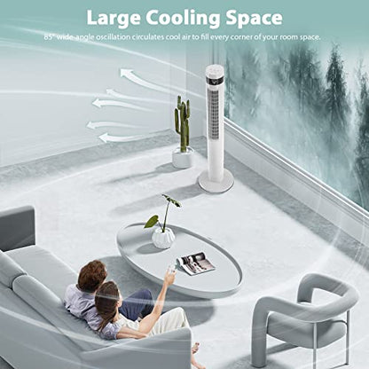 Antarctic Star Tower Fan Portable Electric Oscillating Fan Quiet Cooling Remote Control Standing Bladeless Floor Fans 3 Speeds Wind Modes Timer Bedroom Office (43 inch, White) | Quiet Cooling Remote Control Standing Bladeless Floor Fans 3 Speeds Wind Mode