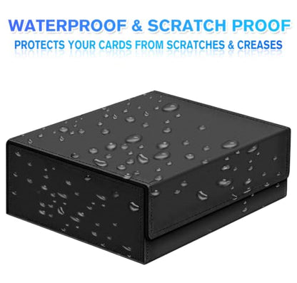 1800+ Card Storage Box, PU Leather Trading Card Deck Case with Magnetic Closure, Holds 600+ 35PT 3"x4" Standard Toploaders, Fit for MTG, Marvel, Sports Cards, Game Cards & Business Cards