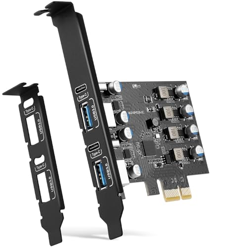 4 Ports USB PCIe Card 2X Type A-2X USB C, PCI Express to USB Expansion Card | PCIe USB C Expansion Card, PC Internal USB 3.0 Hub Converter for Desktop PC Adapter Support Windows 11/10/8/7/XP and Linux - size: 2*USB A,2*USB C