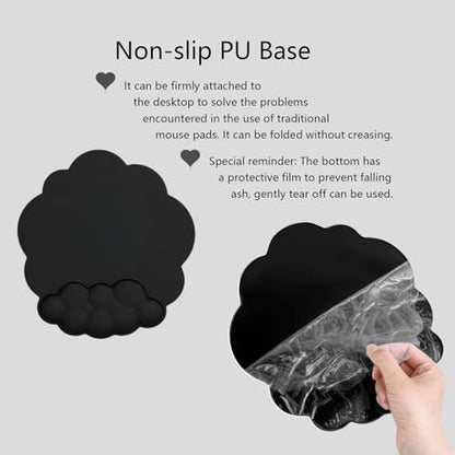 Cloud Wrist Rest Keyboard Ergonomic Wrist Pad for Keyboard and Mouse Coaster Cloud Mouse Pad Set Leather PU Non-Slip Wrist Rest Support for Computer Laptop Gaming Mac Home Office Relief Pain Black - color: 3pcs Leather Black