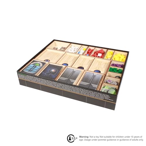 The Broken Token Game Organizer Compatible with Gaia Project - Wooden Game Organizing Box with Multiple Trays