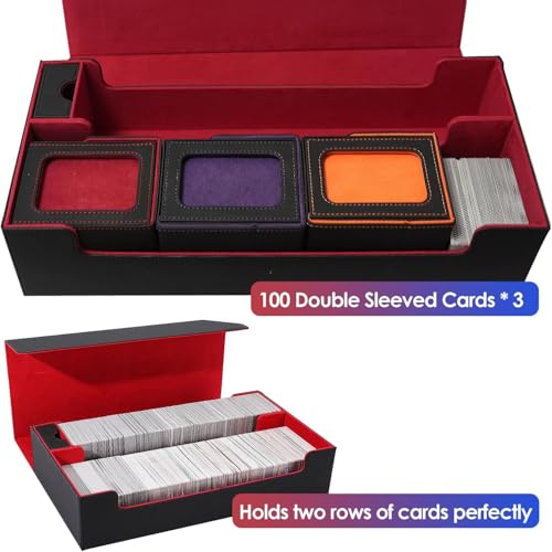 Premium Trading Card Storage Case TCG Deck Box Holds 800+ Sleeved Cards for MTG, YuGiOh, Uno, Sport with Strong Magnet Closure（W&P） - color: A-White/Purple - 800 Cards