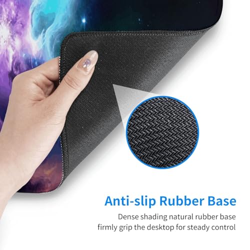 Large Gaming Mouse Pad Desk Mat, Blue Purple Galaxy Extended Keyboard Mouse Pad Mousepad with Non-Slip Base and Stitched Edge Mouse Mat Desk Pad Mouse Pads for Desk Home Office, 31.5 x 11.8 - color: Blue Purple Galaxy