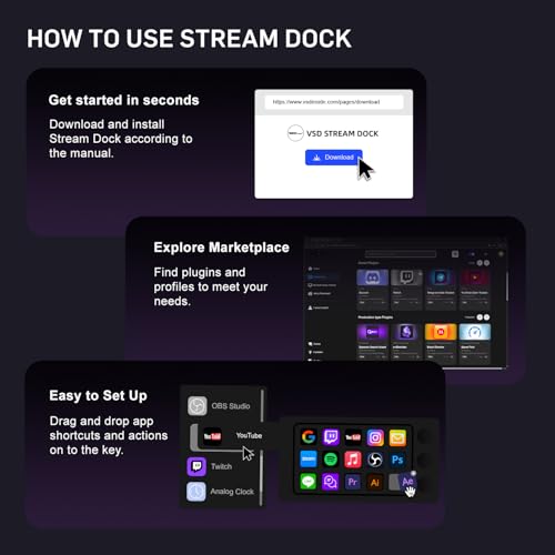 Stream Controller Deck for PC Work,Live Stream and Video Editing | Smooth Magnetic Keys,Customizable Background,Visually Pleasing Macro Keypad,Trigger Actions for OBS/Twitch/YouTube(M3 Black) - color: Black