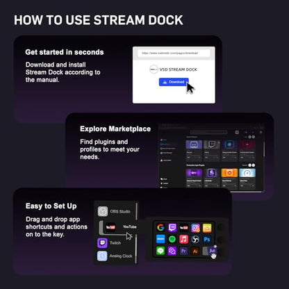 Stream Controller Deck for PC Work,Live Stream and Video Editing | Smooth Magnetic Keys,Customizable Background,Visually Pleasing Macro Keypad,Trigger Actions for OBS/Twitch/YouTube(M3 Black) - color: Black