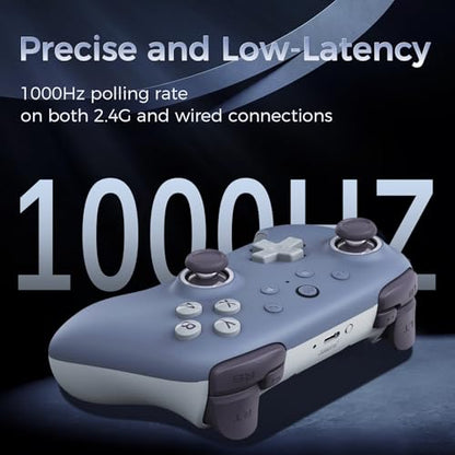 8BitDo Ultimate 2C Wireless Controller for Windows PC&Android, Blueberry | Gamepad with Hall Effect Joysticks and Hall Triggers, 1000Hz Polling Rate, Remappable L4/R4 Bumpers - color: Blueberry