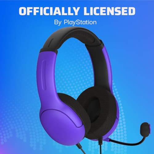 PDP Airlite Wired Gaming Headset for PS5, PS5, PlayStation & PC | Licensed for PlayStation, Noise-Cancelling Flip-to-Mute Mic, Lightweight yet Durable Design, 3.5mm Jack, Ultraviolet Purple - color: Purple, style: Wired