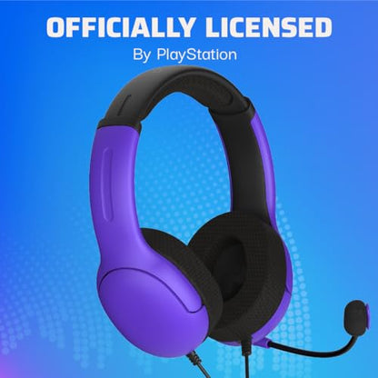 PDP Airlite Wired Gaming Headset for PS5, PS5, PlayStation & PC | Licensed for PlayStation, Noise-Cancelling Flip-to-Mute Mic, Lightweight yet Durable Design, 3.5mm Jack, Ultraviolet Purple - color: Purple, style: Wired
