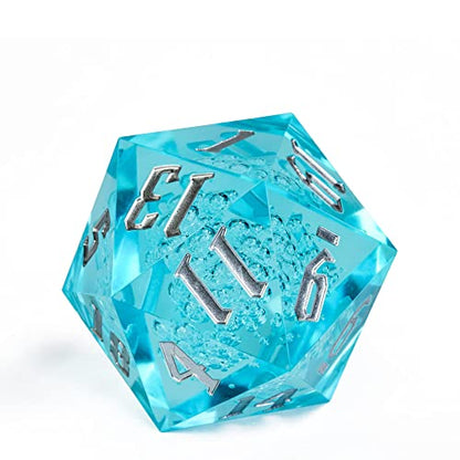 55mm 20 Sided DND Dice, Giant D20 D&D Polyhedral Dice Large D20 with Die Gift Box for D&D, RPG Table Games (Transparent Blue Bubbles) - color: Transparent Blue Bubbles