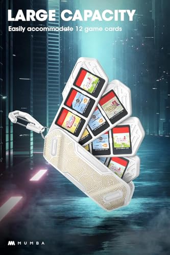 Mumba 12 Switch Game Card Case for Nintendo Switch Game Cards, Portable and Exquisite Protective Hard Shell with 4 Layer Rotatable Holder for Nintendo Switch 2/Switch/Switch OLED/Lite(White/Gold) - color: 화이트/골드
