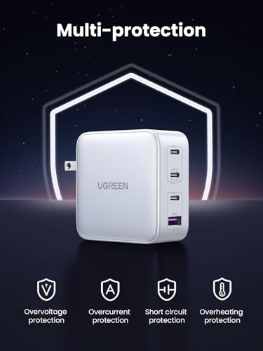UGREEN Nexode 100W GaN USB C Charger, 4-Port Compact Foldable Fast Laptop Charger Power Adapter for MacBook Pro/Air, iPad Pro, iPhone 17/16/15 Series, Galaxy S25/S24, Pixel 10/9, Steam Deck, Pixelbook - color: White